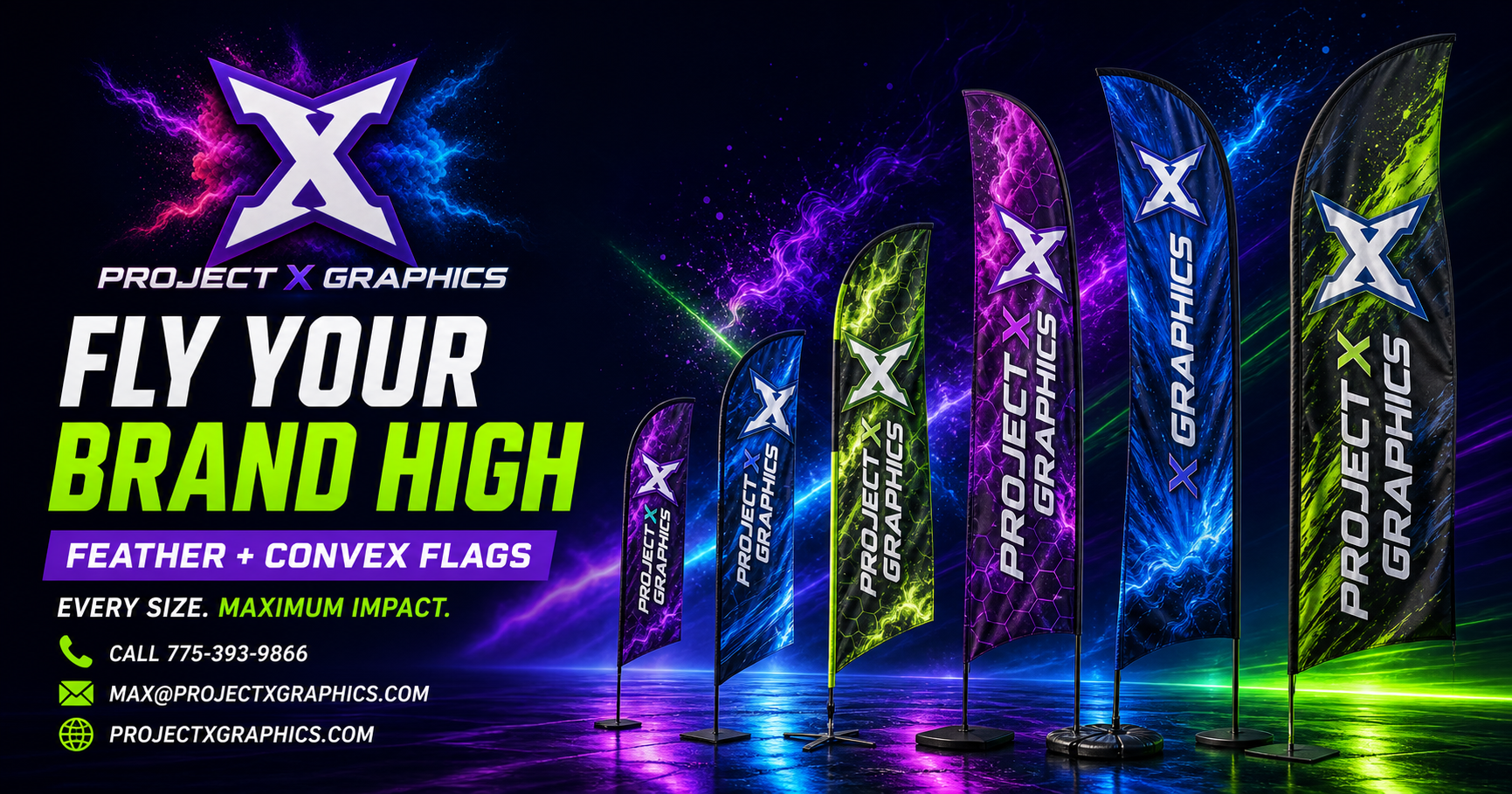 feather + convex flags project by Project X Graphics