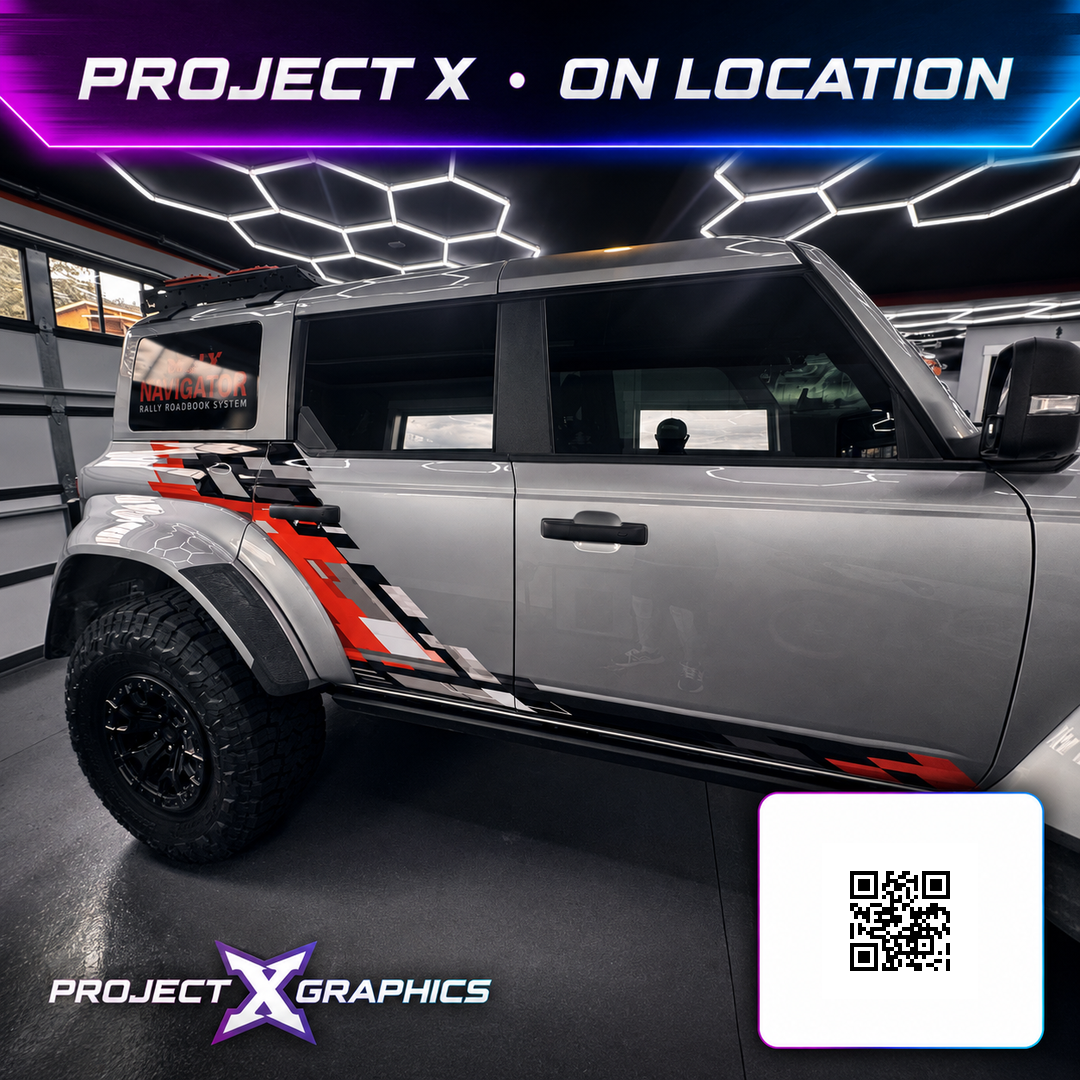 featured on location / rally navigator full side project by Project X Graphics