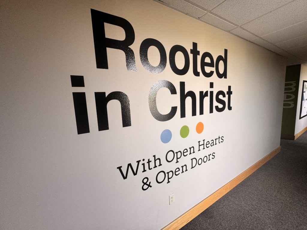 st. luke's rooted in christ wall graphics project by Project X Graphics
