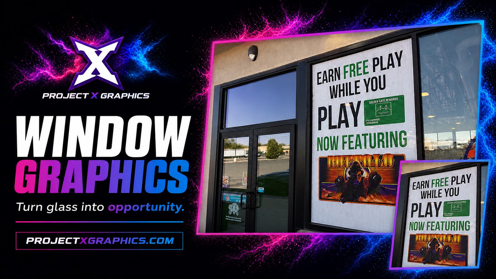 window graphics / turn glass into opportunity project by Project X Graphics